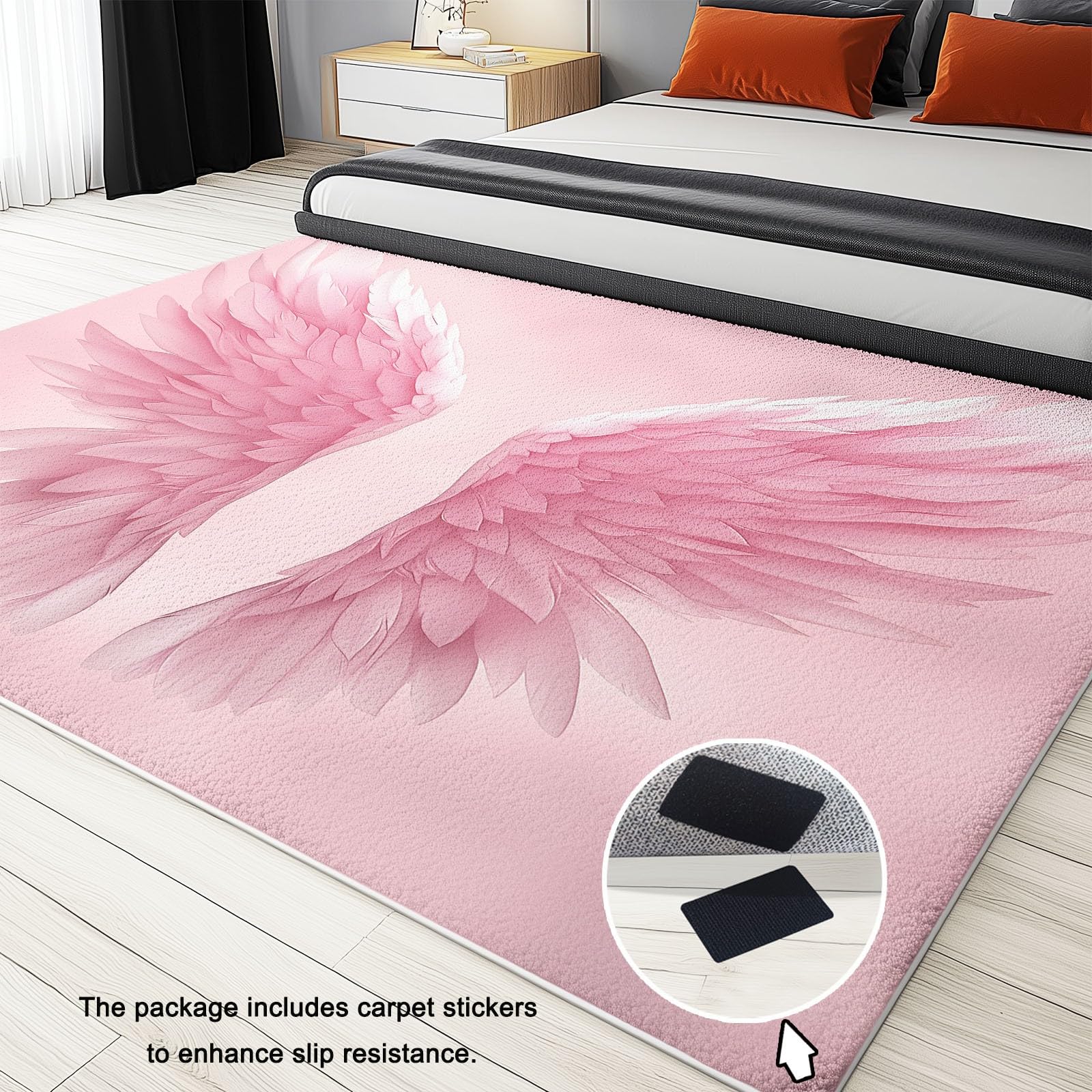 Jasne tło Dywan do salonu z krótkim włosiem 160 x 230 cm pióro anioła dywaniki flanelowe, zmywalny dywanik do sypialni, dekoracja salonu Y do domu, antypoślizgowe duże dywaniki