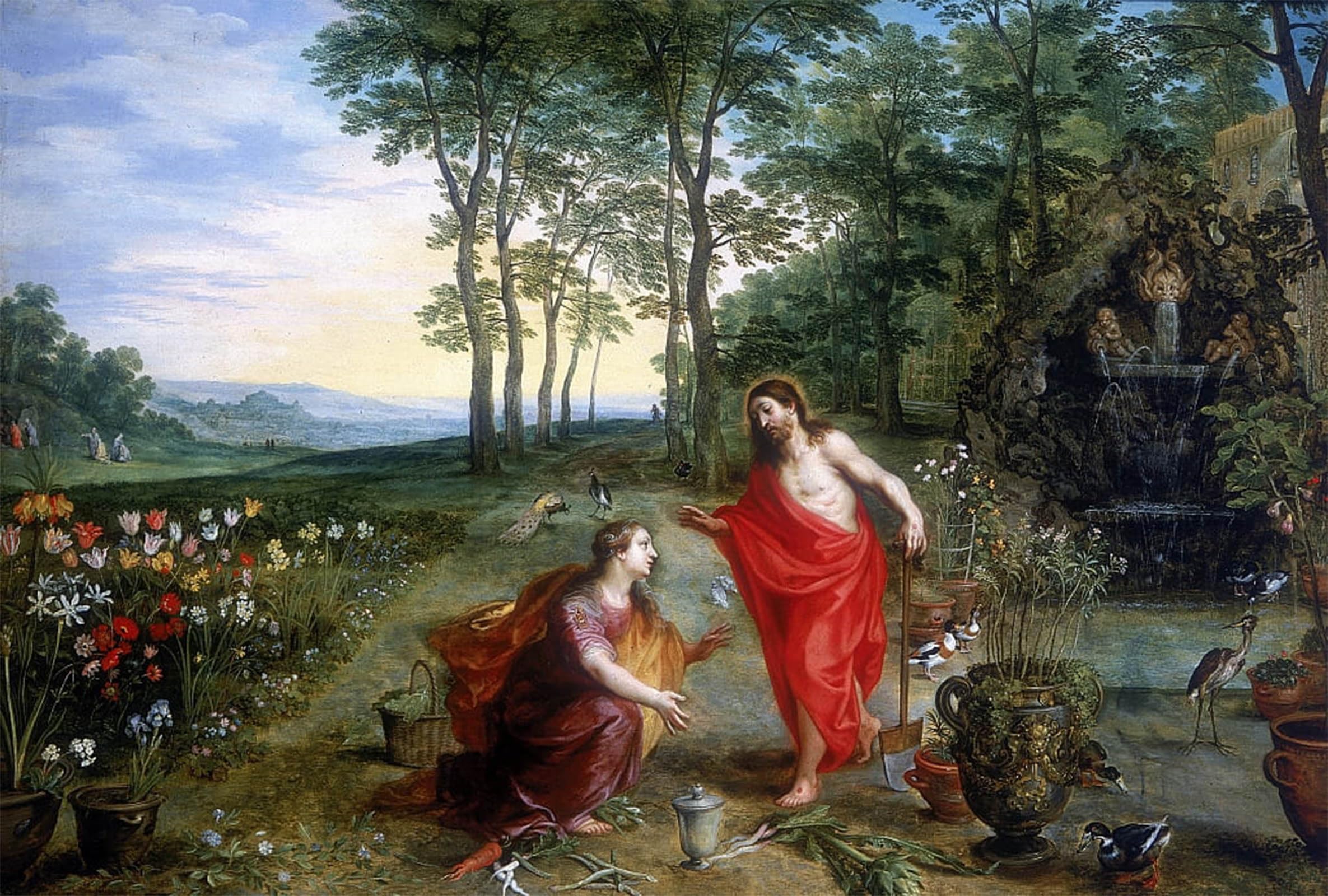 SERENDIPITP Retro Picture Poster Wall Art Pictures Painting Noli Me Tangere Do Not Touch Me by Jan Brueghel the Younger Wall Art Canvas Print for Wall Decor 60x90cm