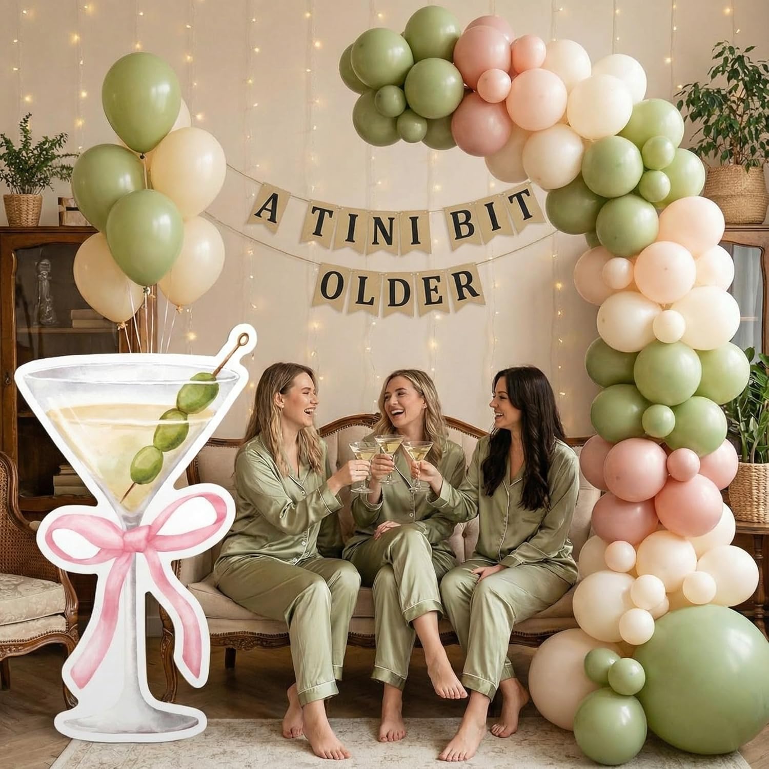 Colingmill 4ft a Tini Bit Older Birthday Decorations Pink Martini Party Backdrop Birthday Party Cardboard Cutouts Decor for Women Bar Wedding Bridal Shower Supplies