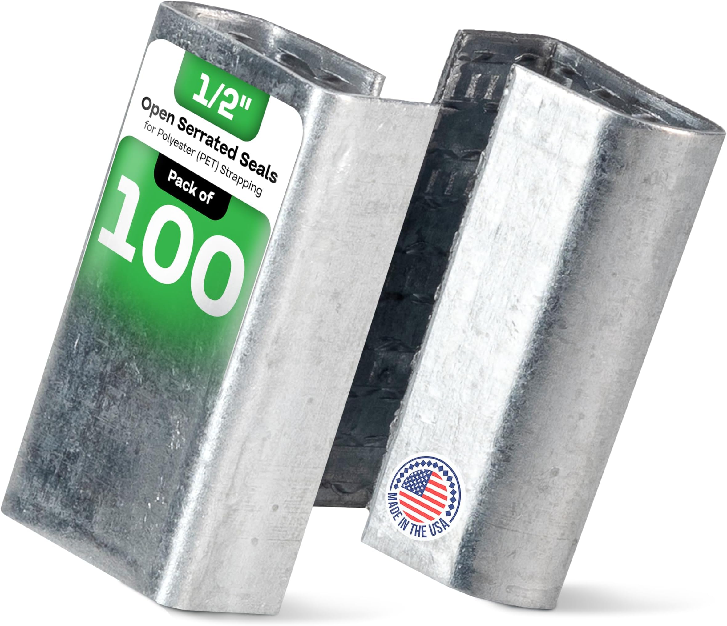 IDL Packaging 1/2" Open Serrated Seals for Polyester (PET) Strapping, Box of 1000 Pack of 100 PET-O-12-M 1