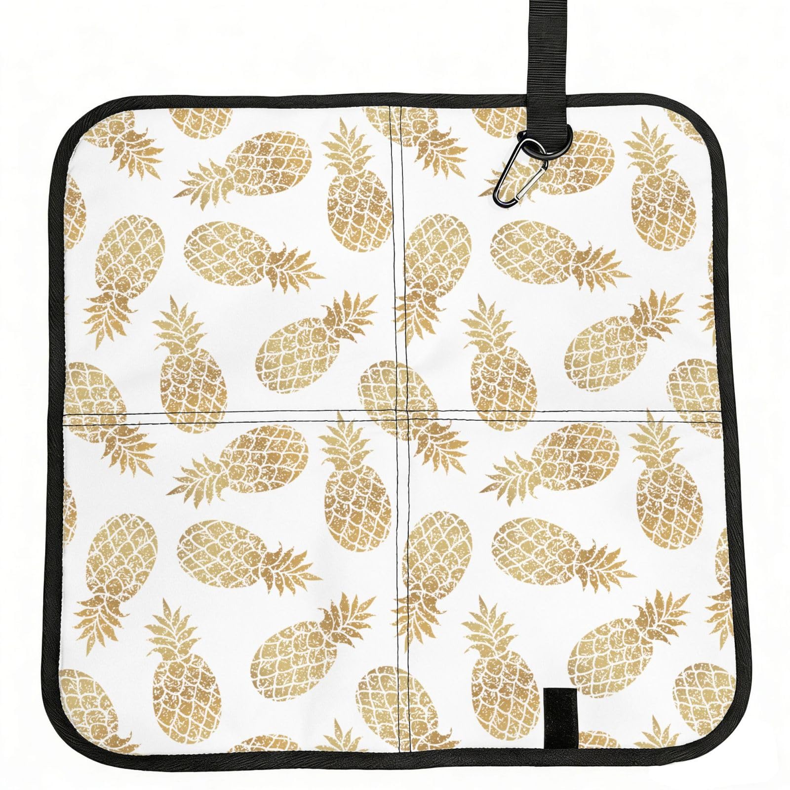 OKFSTY Golden Pineapple Background Print Fold Away Seat Cushion Portable Outdoor Pad Polyester Bleacher Bench Mat Travel Picnic Pad