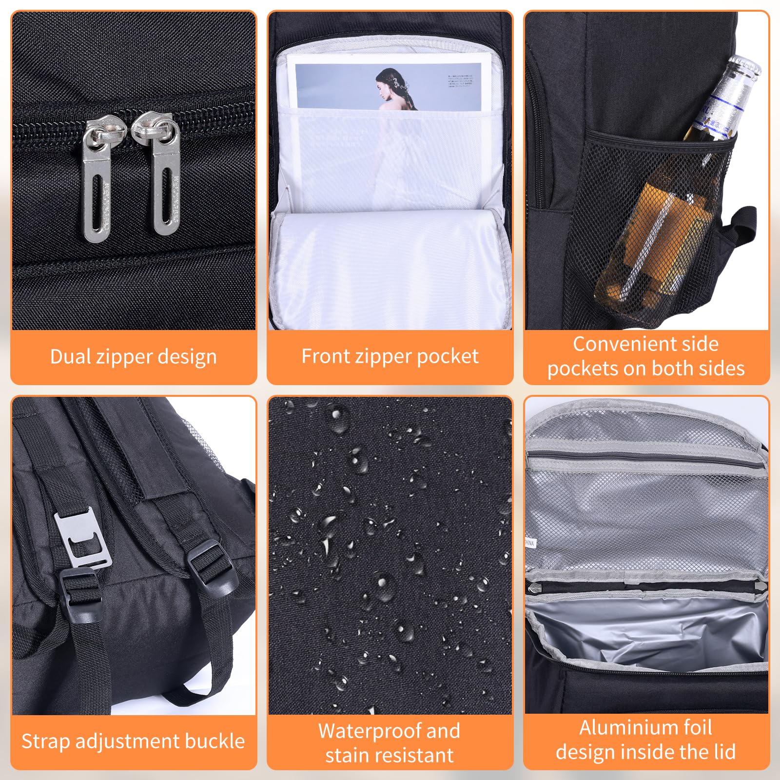 Sac à dos isotherme de 26 l - Extra large - Sac isotherme - Sac à dos de pique-nique étanche - Ultra léger - Pour homme et femme - Pour le camping, le barbecue, la randonnée, les pique-niques