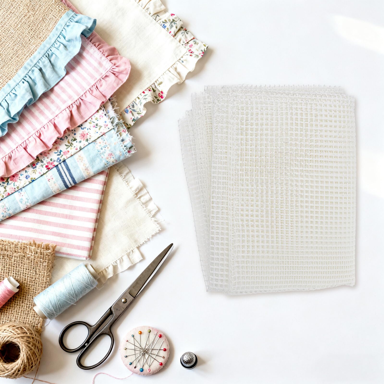 2 Piezas Lienzo de Malla para Hacer Alfombras y Bordados, Plástico Blanco de 59x39 Pulgadas, Fácil Limpieza y Mejora Habilidades Manuales para Decoración de Punto de Cruz