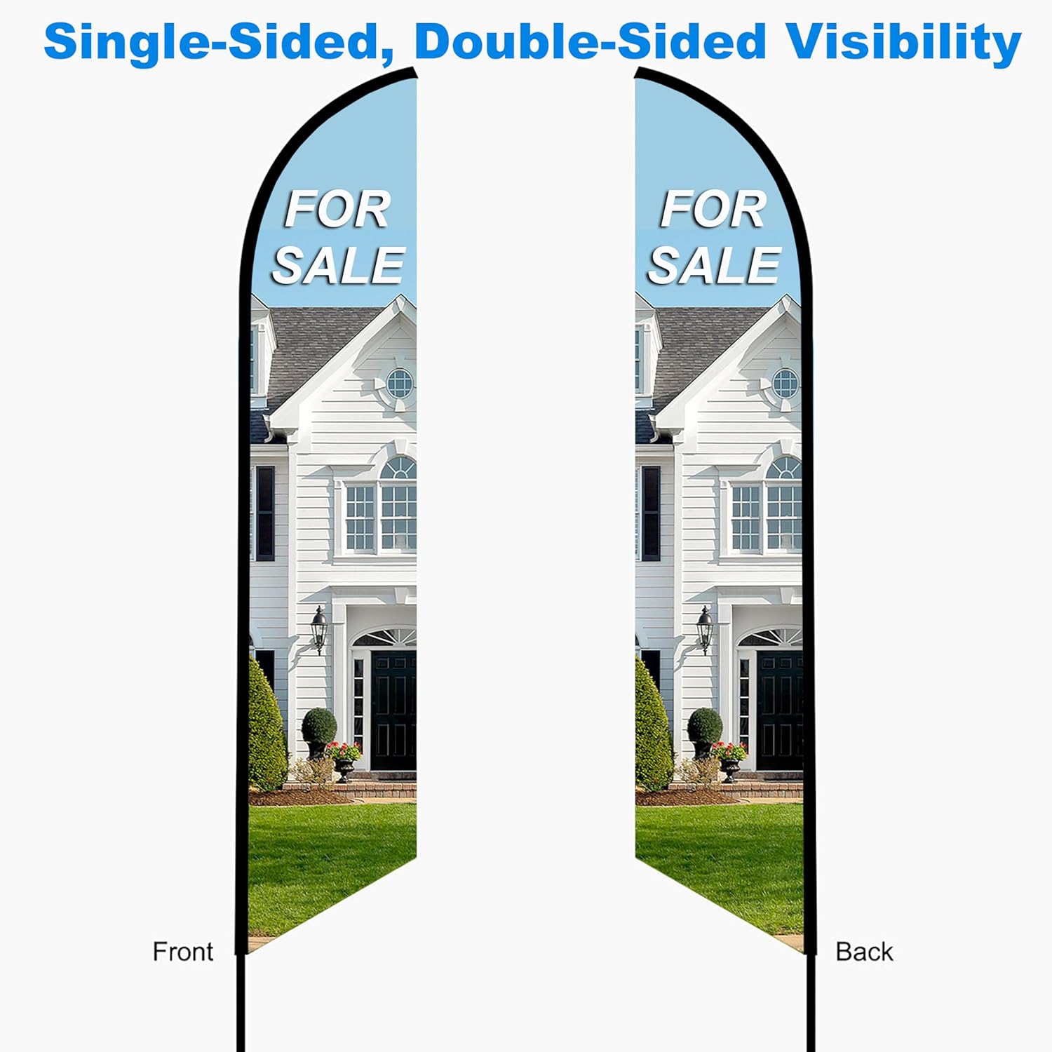 Custom Feather Flag – 18FT Personalized Flag with Logo, Text or Photo, Single-Sided Print with Mirror Back, Weatherproof Polyester, Made in USA (Pole & Base Optional)
