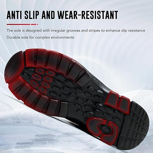 Miniatura 6 de Asiman - Botas con punta de acero para hombre, antideslizantes y duraderas, botas de trabajo de construcción indestructibles para hombre, con