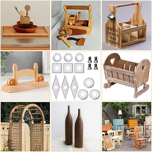 Miniatura 5 de Juego de herramientas de torneado de madera con punta de carburo, herramientas de torno de madera con 2 asas extraíbles y un conector ajustable,