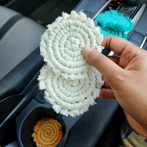 Miniatura 8 de Posavasos de algodón para automóvil, 2 unidades, lindos accesorios de automóvil para mujeres, de TIK Tok, imprescindibles para 2024, posavasos para