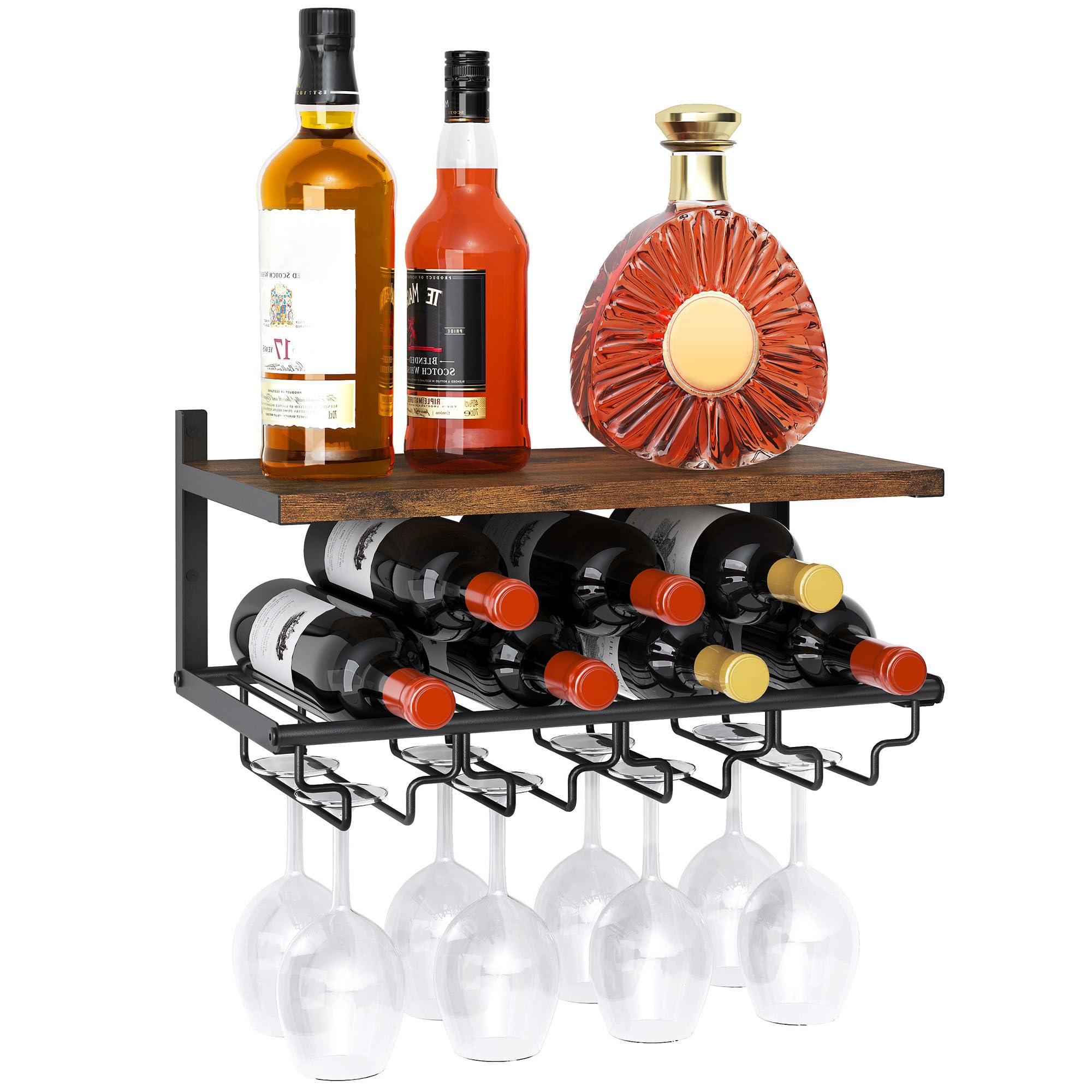 Wine Rack 6-Pack Metal Wall-Mounted S Gold Iron Hanging