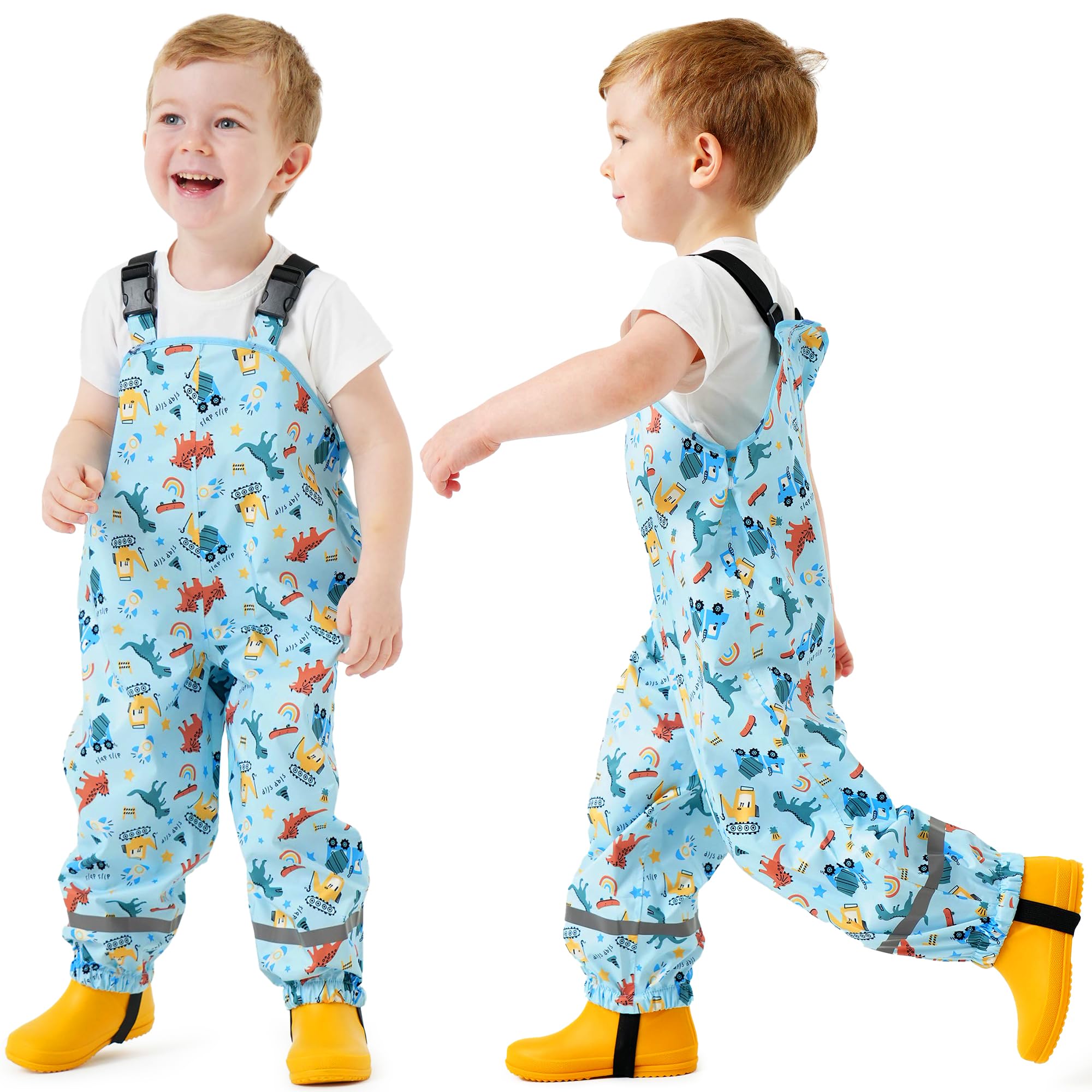 Regenhose Kinder Matschhose Jungen Mädchen Wasserdicht Winddicht Regenlatzhose Atmungsaktiv Ungefüttert Buddelhose Unisex Reflektierend Regenbekleidung für Kleinkind Baby 2-7 Jahre, 86-140