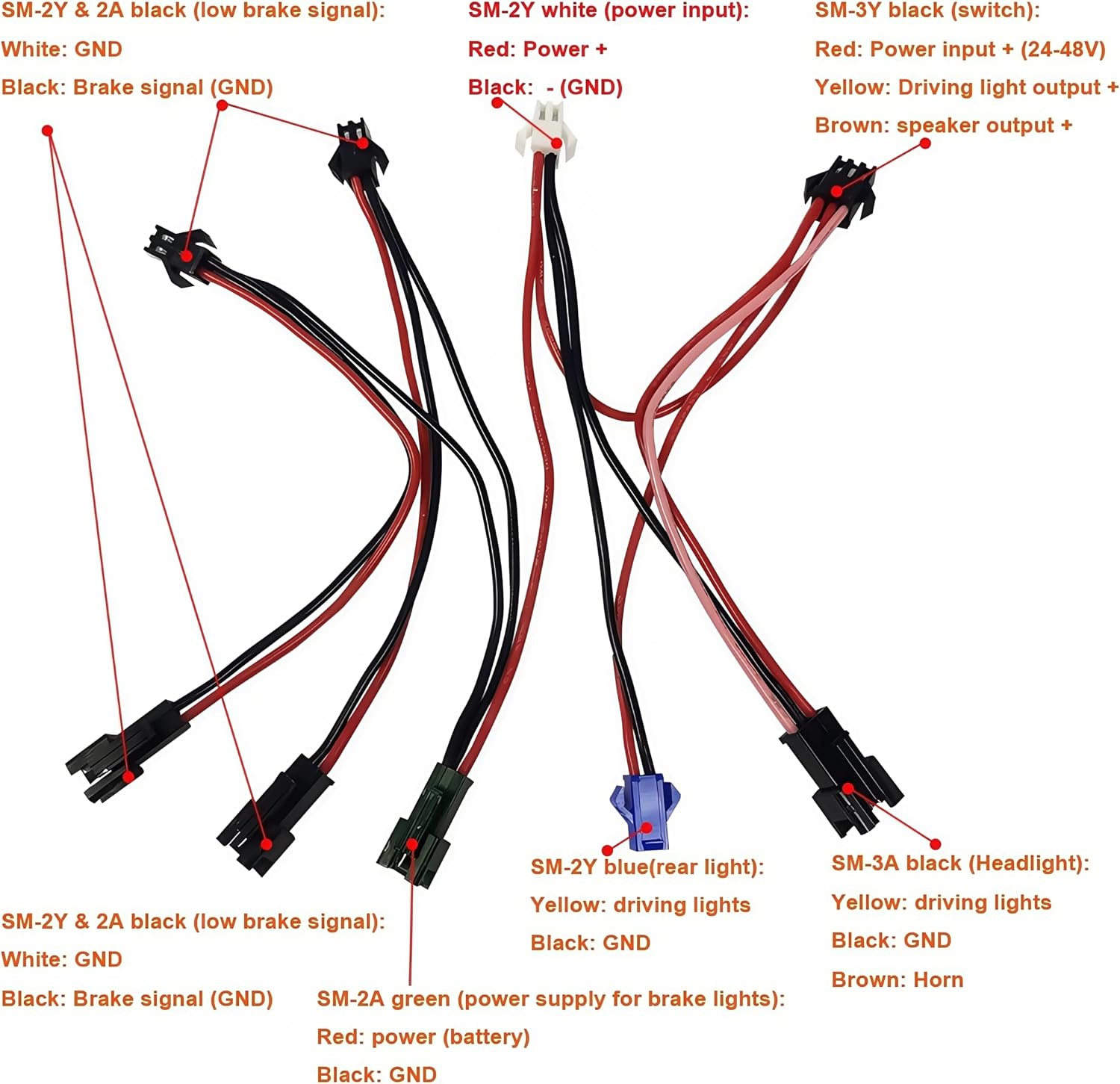 Electric Bicycle Front Light Rear Light Turn Signal Brake Light Set, Universal, 24V 36V 48V 52V Compatible