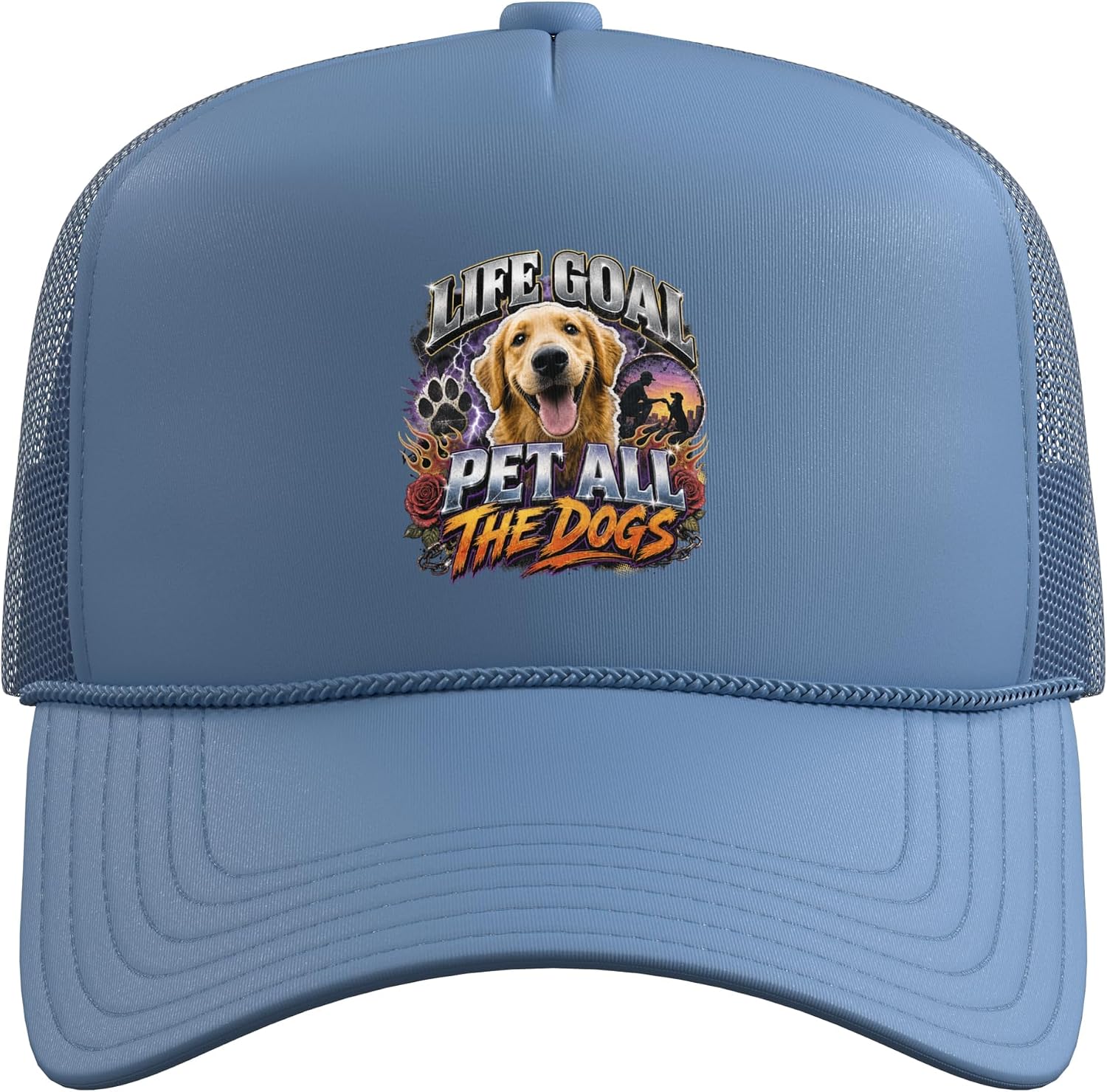 Life Goal Pet All The Dogs Funny Dog Lover Trucker Hat with Adjustable Mesh Back image 2