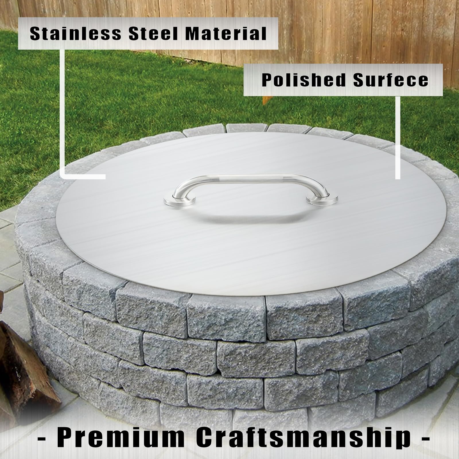 Fire Pit Lid Round 20" Fire Pit Ring Cover 1.5mm Thick