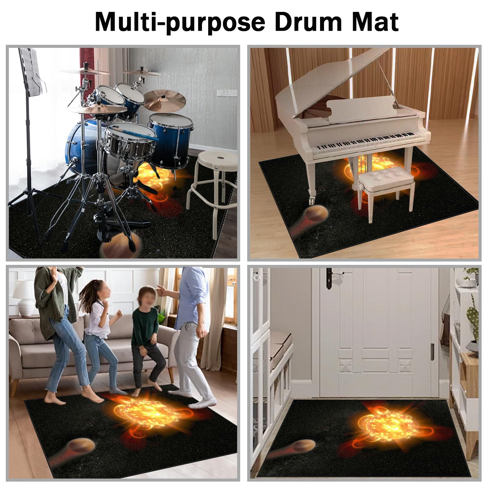170 x 140 cm Dywan z baterią elektroniczną Dźwiękoszczelny Antypoślizgowy Dywan Pochłaniający Akustyczny Profesjonalna mata do instrumentów muzycznych do instrumentów muzycznych do gitary basowej