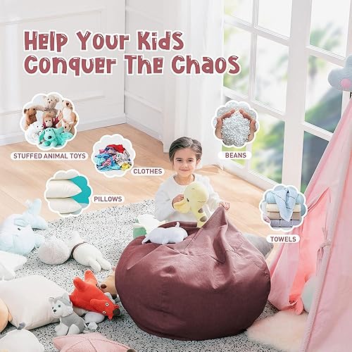 Miniatura 109 de Nobildonna - Funda para silla de puf (relleno sin relleno) de nido de pájaro para niños y adultos. Puf extra grande para almacenamiento de animales