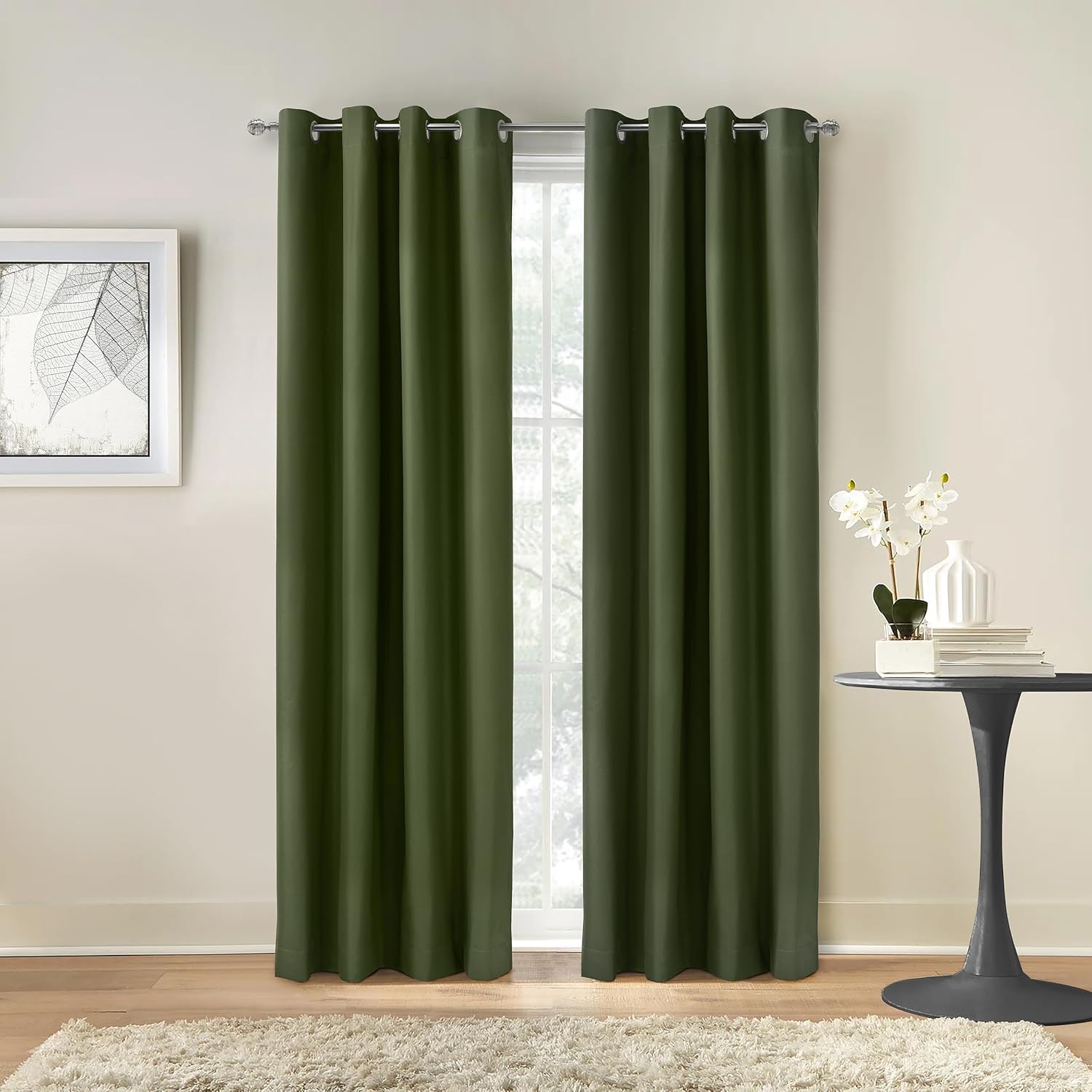 Augustow Blackout Grommet Curtain Panel 52 x 63 in Olive