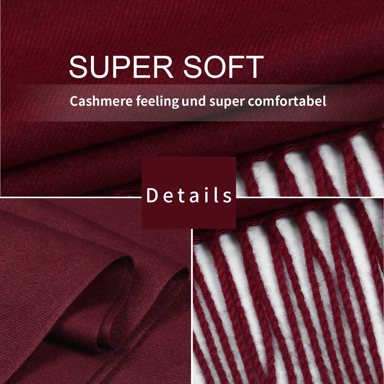 Pashmina Stola Damen für Abendkleid Kaschmirstola Kaschmir Schal Umhang Paschmina Schwarz Rot Creme Rosa Pink Blau Grün Beige Ivory Elfenbein Weiß