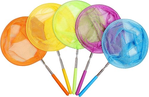 Redes telescópicas de pesca de mariposa para niños, ideales para atrapar insectos, peces coloridos, orugas, redes de mariquitas, herramientas al