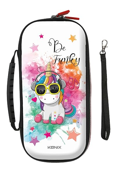 Konix Custodia di protezione e trasporto per Nintendo Switch, Switch Lite e Switch OLED - Alloggio 8 giochi - Design Be Funky, unicorno
