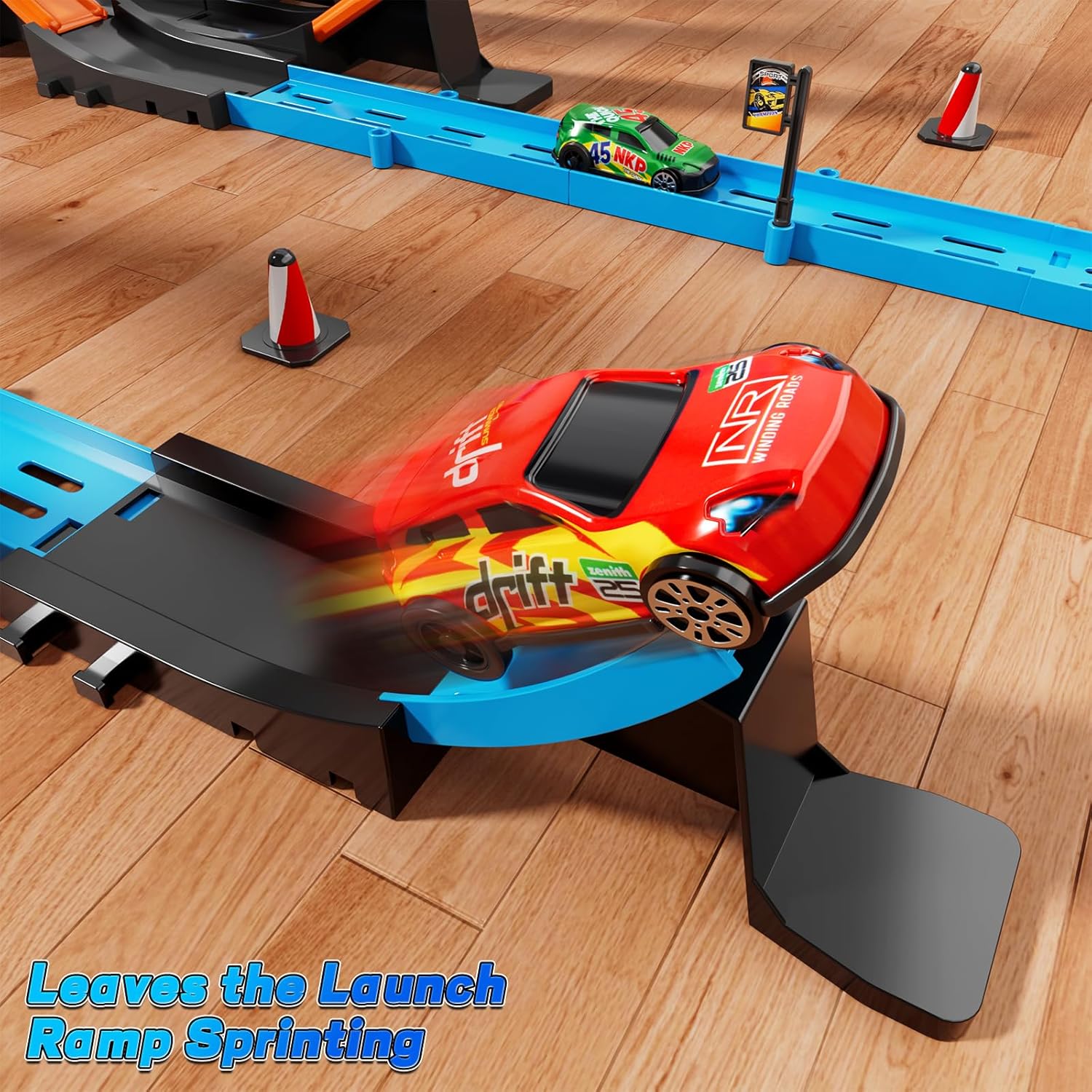 Car Race Track Set for Kids 3 4 5 6 7 8 9 Years Old，Racing Game car Toys，Boys Toy Girls 6-12，72PC DIY 34 ft Track with 4 Small Cars, Gifts for Kids 3-5