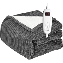 Tefici Heated Blanket Throw, Ultra Soft Flannel Sherpa Electric Blanket