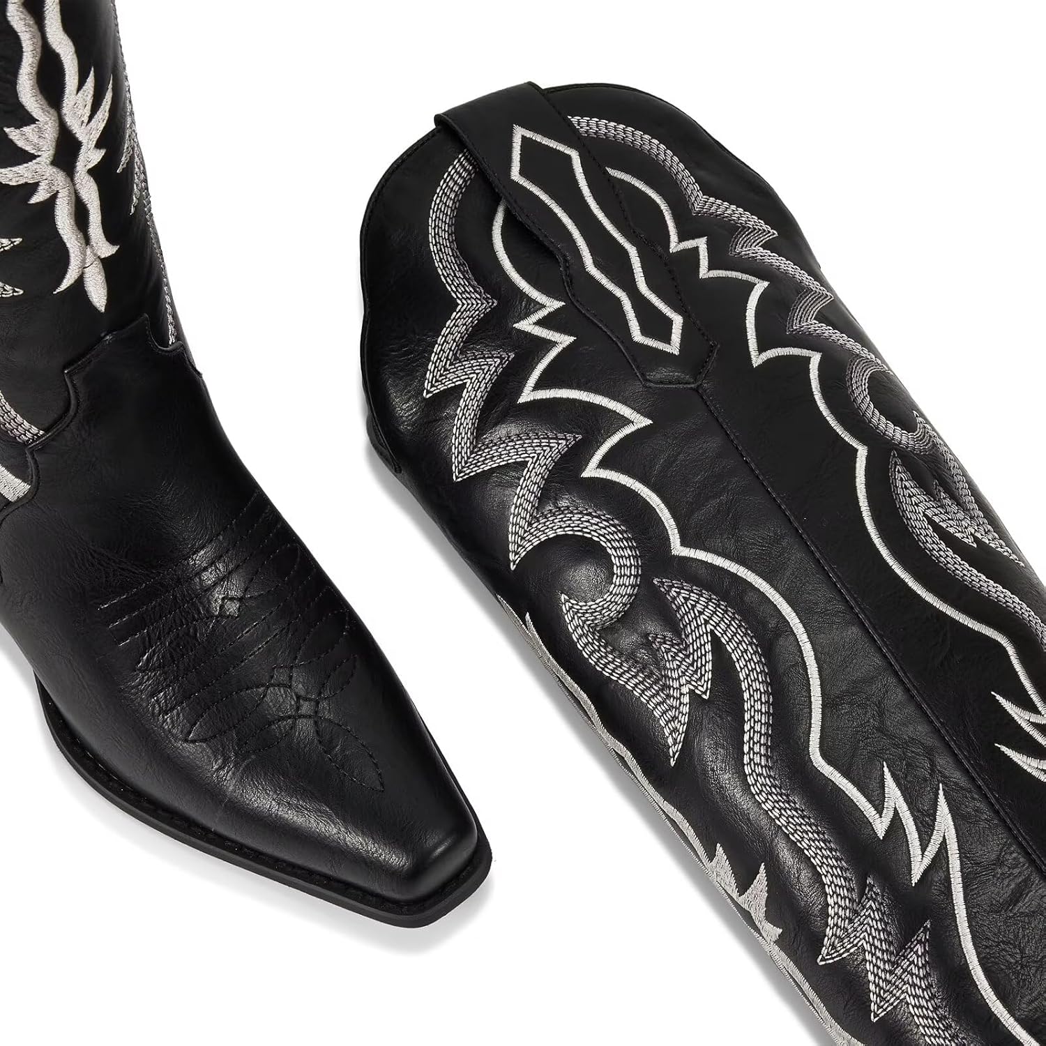 wetkiss Cowboy Boots for Women Knee High Cowgirl Tall Boots with Classic Retro Embroidered Chunky Heel Slip On Pointed Toe Womens Western Boots for Girls Ladies - Image 5