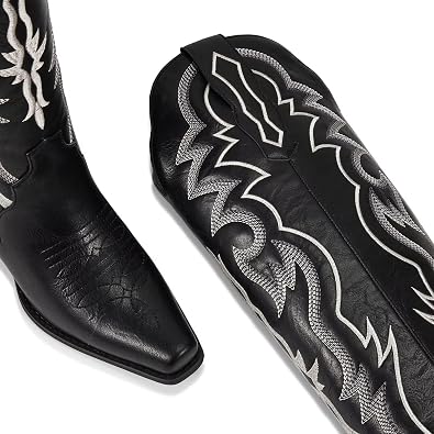 wetkiss Cowboy Boots for Women Knee High, Low Heeled Stable and Comfortable