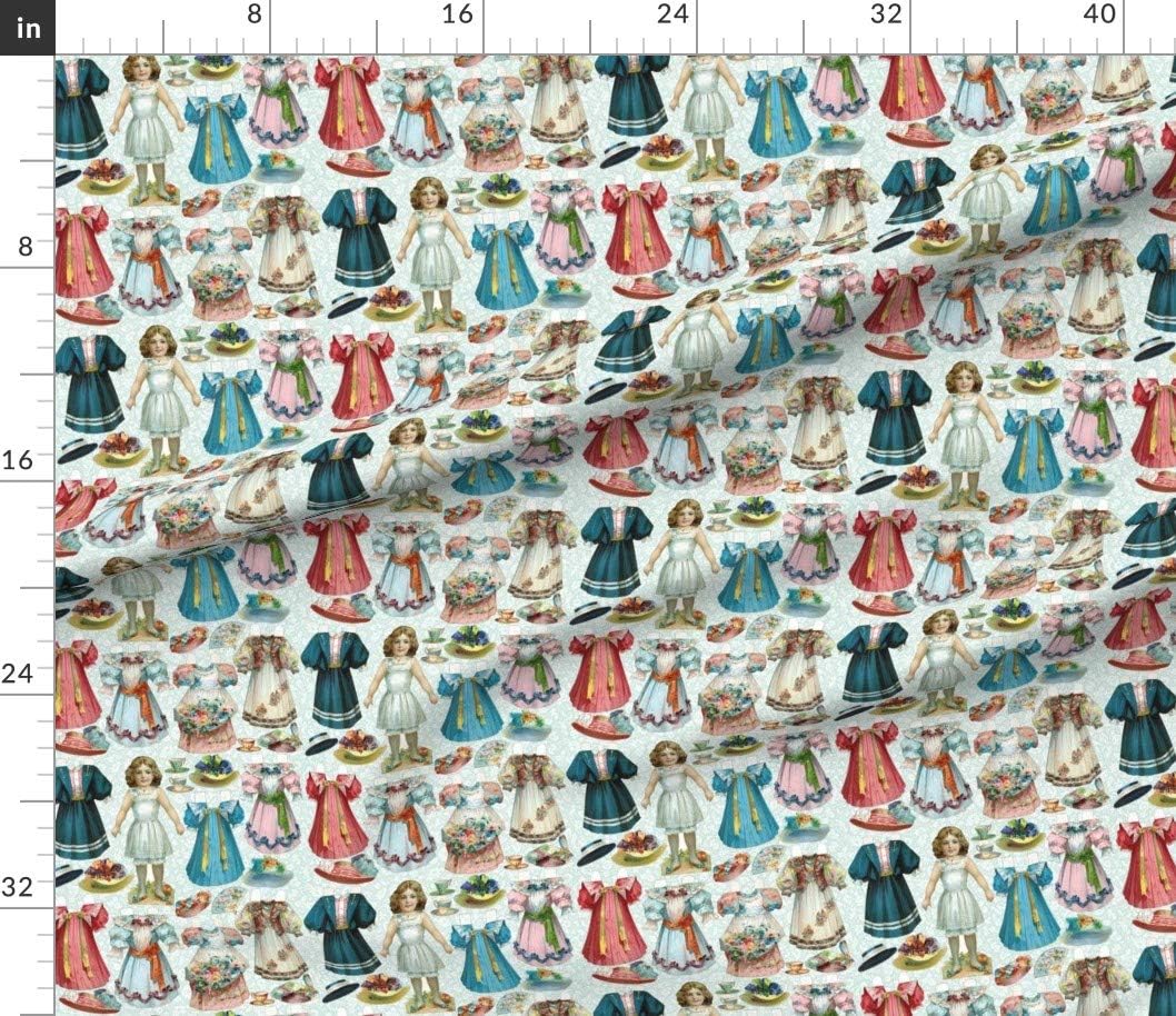 Spoonflower Fabric - Doll Hats Girls Vintage Fashion Printed on Petal Signature Cotton Fabric Fat Quarter - Sewing Quilting Apparel Crafts Decor