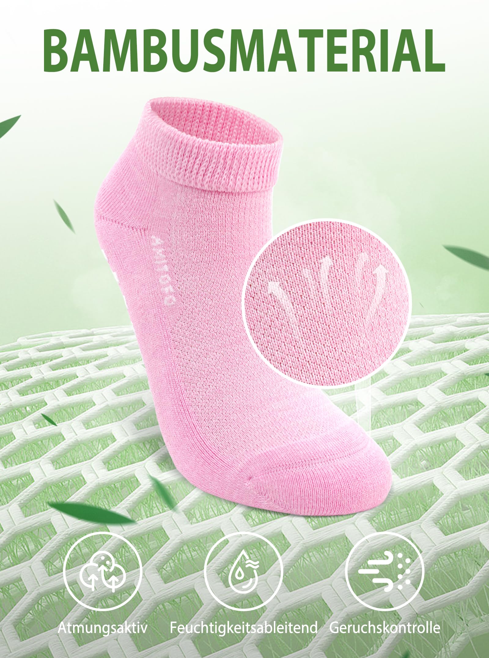 Diabetiker Socken Herren und Damen: Bambus Diabetikersocken Atmungsaktiv ohne Gummi & Naht – Kurze Stoppersocken mit ABS Noppen für Senioren Schwangere Geschwollene Füße und Alltag