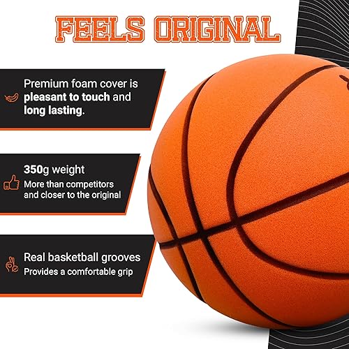 Miniatura 3 de Silent Basketball Size 7 (29.5") & 3 Indoor Basketball (PRO Version) - Grooved Foam Ball for Quit Dribbling and Indoor Training - Higher Bounce