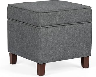 Adeco Chest and Footrest-Square Seat Storage Bench Ottoman, Gray