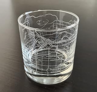 Rocks Whiskey Old Fashioned 11oz Glass Urban City Map Vancouver BC Canada