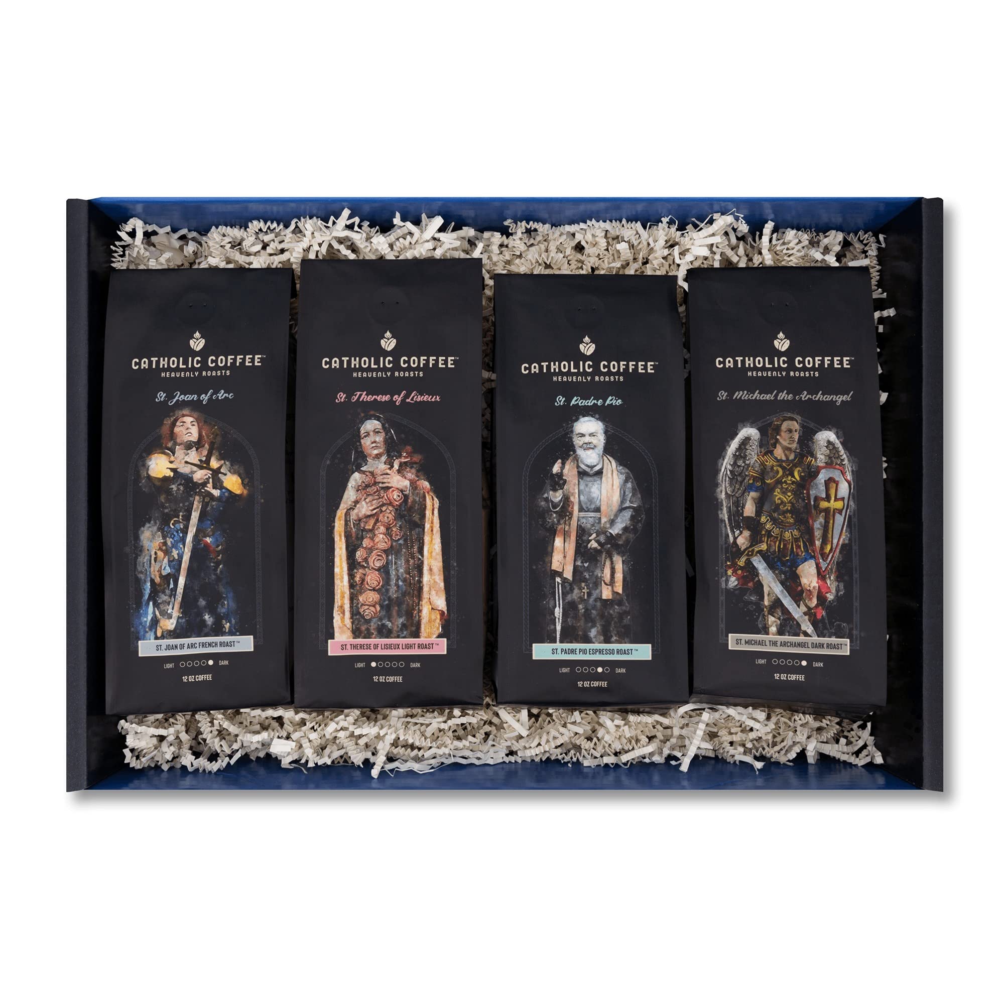 Catholic Coffee Variety Coffee Box (Whole Bean) (St. Therese, St. Joan of Arc, St. Michael, Padre Pio)