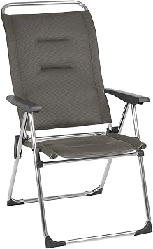 Lafuma Alu Cham Air Comfort Padded Adjustable Folding Outdoor Camping Mesh Sling Armchair Seat with High Ergonomic Backrest, Taupe