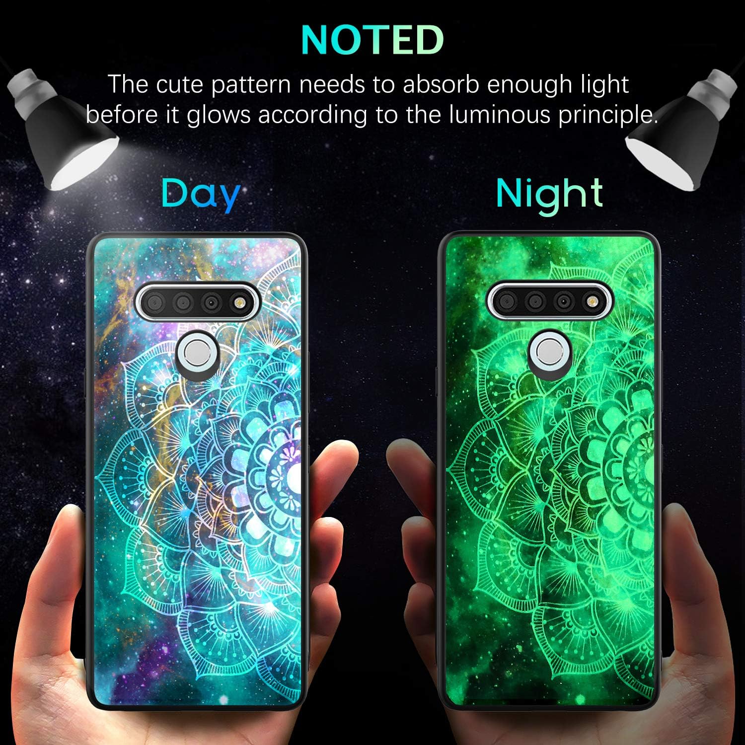 BENTOBEN Compatible with LG Stylo 6 Case, Phone Case LG Stylo 6 2020, Slim Fit Glow in the Dark Shockproof Hybrid Hard PC Soft TPU Bumper Protective Girls Women Covers for LG Stylo 6,Mandala in Galaxy