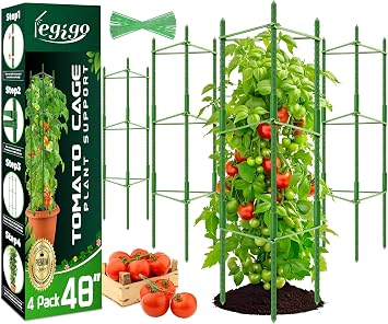 Legigo 4ft 4-Pack Tomato Cage for Garden Plant Support- Up to 48inch Garden Stakes Tomato Cage, Tomato Trellis for Potted Plants, Tomato Cages Plant Stakes for Climbing Vegetables Plants Flowers