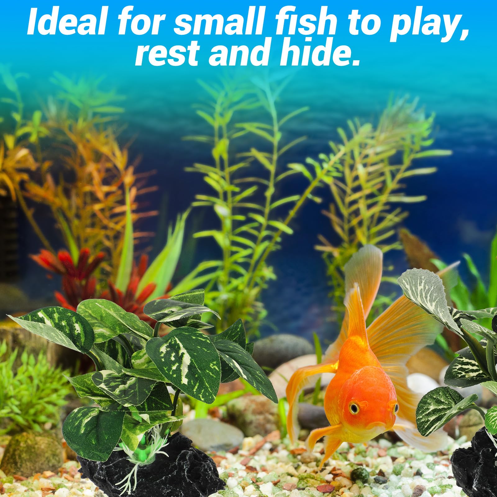 3 plantas de acuario de seda, decoraciones artificiales para peceras, cueva betta, accesorios pequeños para peceras para tortugas, reptiles