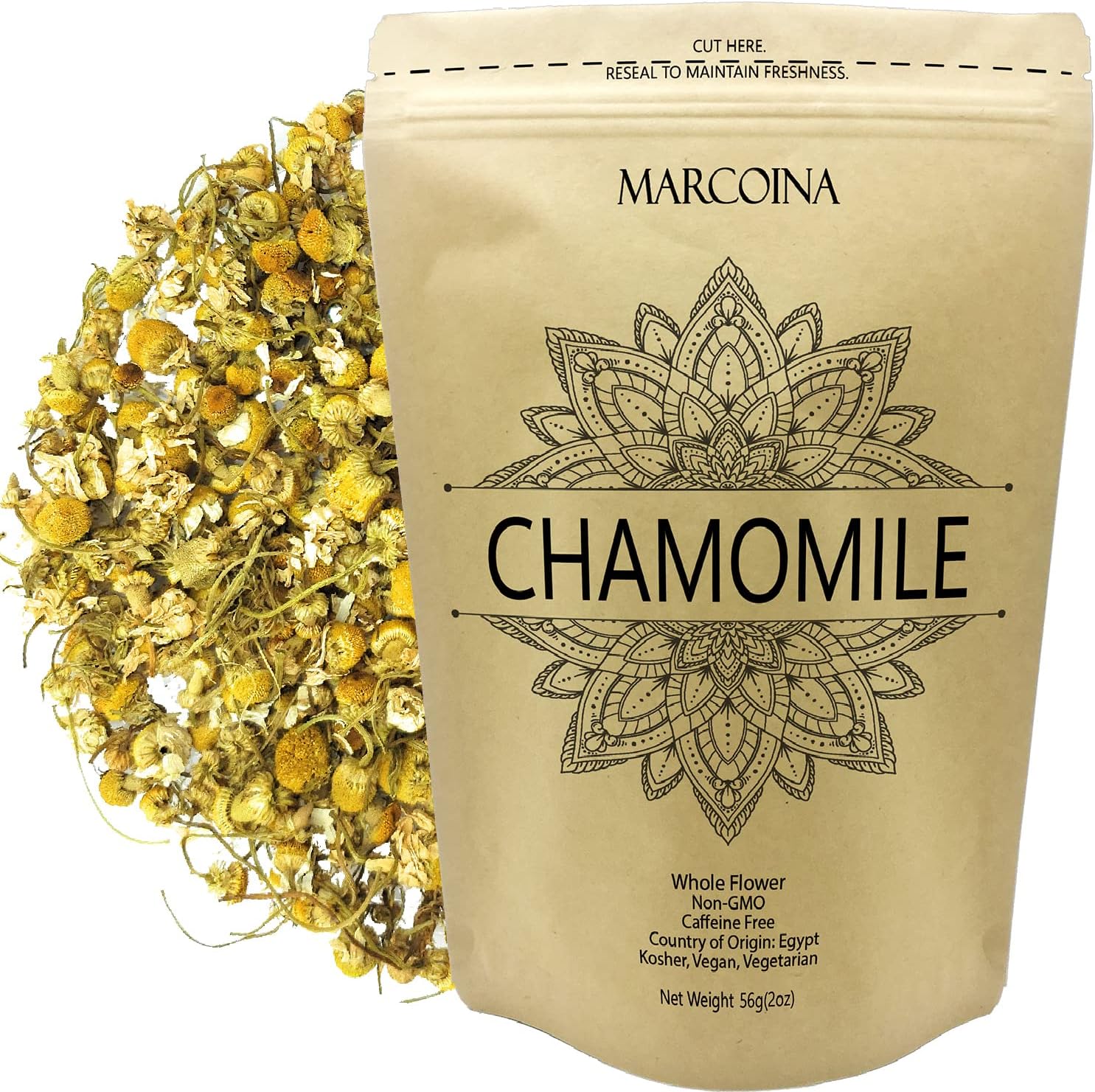 Marcoina Egyptian Chamomile Flower Herbal Tea CaffeineFree, Whole