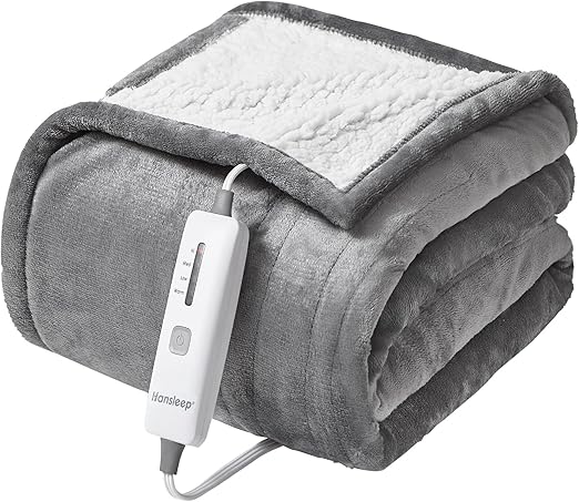 Review Hansleep Heated Blanket Electric Blanket Throw – Heating Blanket with 4 Heating Levels 4 Hours Auto Off, Super Cozy Machine Washable Sherpa Electric Throw Fast Heating, 50 x 60 Inches, Grey Review Hansleep Heated Blanket Electric Blanket Throw – Heating Blanket with 4 Heating Levels 4 Hours Auto Off, Super Cozy Machine Washable Sherpa Electric Throw Fast Heating, 50 x 60 Inches, Grey