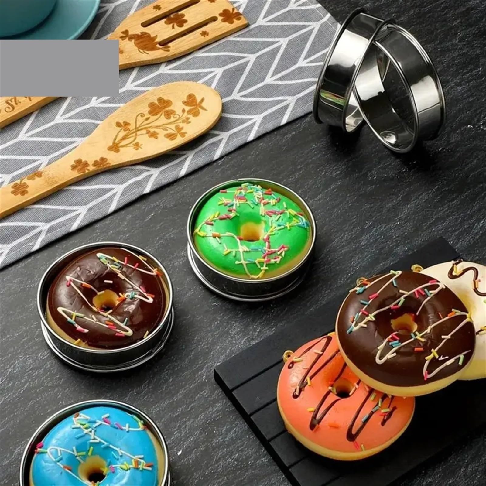 Anillo de Tarta Enrollado Acero Inoxidable Anillos Muffins Metal Redondo Molde for Frutas Pastel Galletas for Hacer Alimentos Accesorio Cocina Aro para Tarta(M)