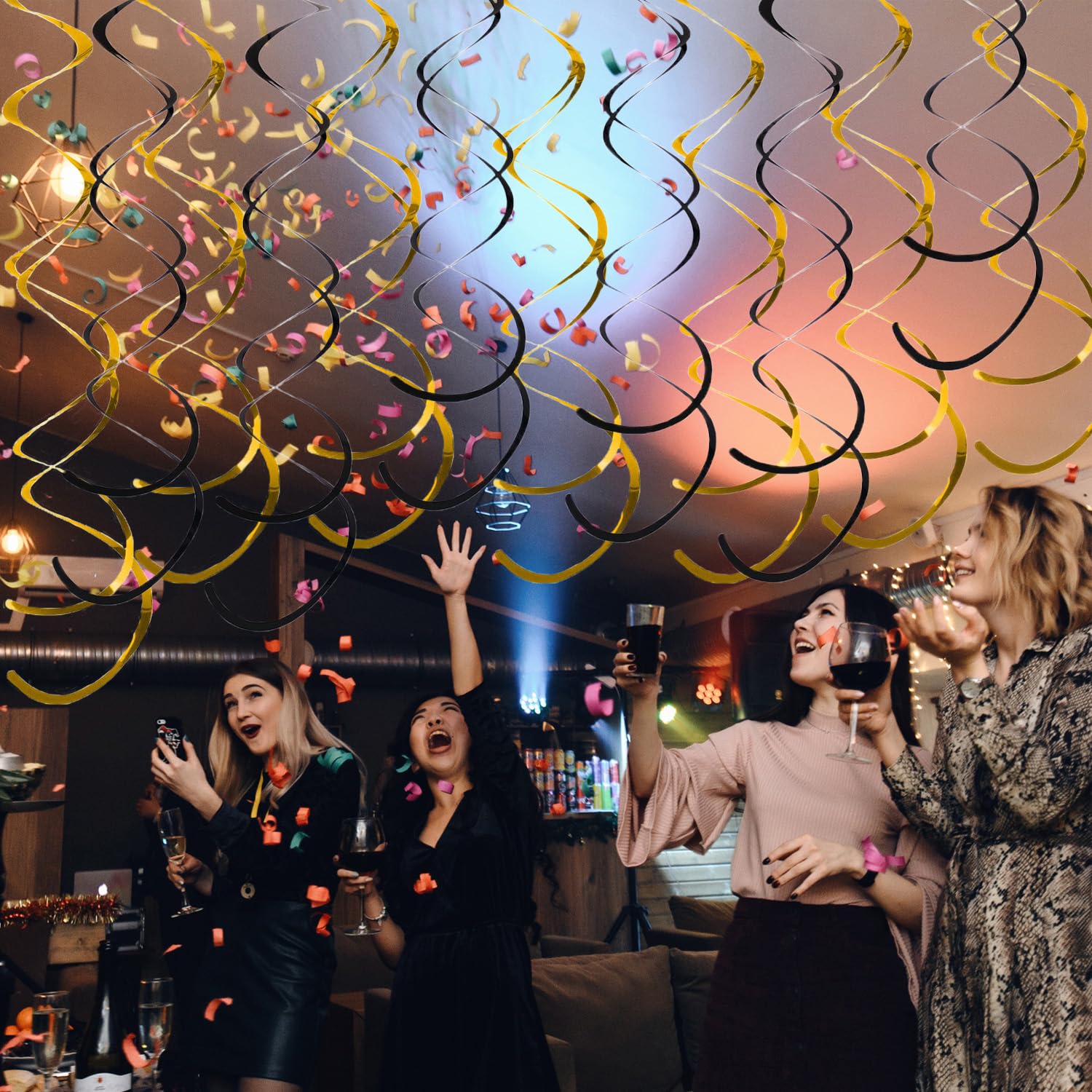 Lot De 36 Serpentins De Décoration De Fête En Plastique Irisé à Suspendre Pour Anniversaire, Mariage, Fête Prénatale, Noël - Blanc Irisé