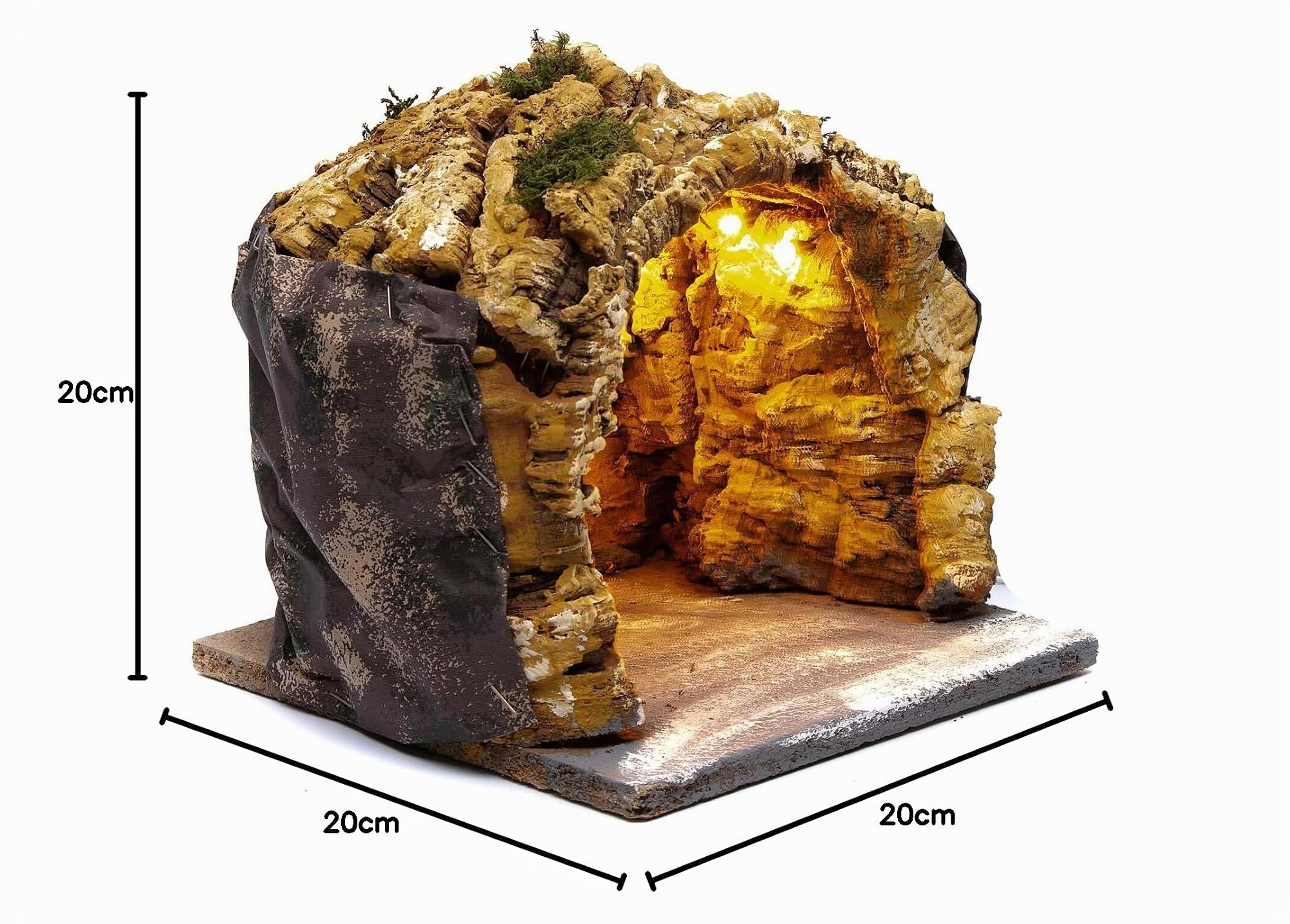 Holyart Presepe Napoletano: Grotta 20x20x20 cm con luci presepe di Napoli