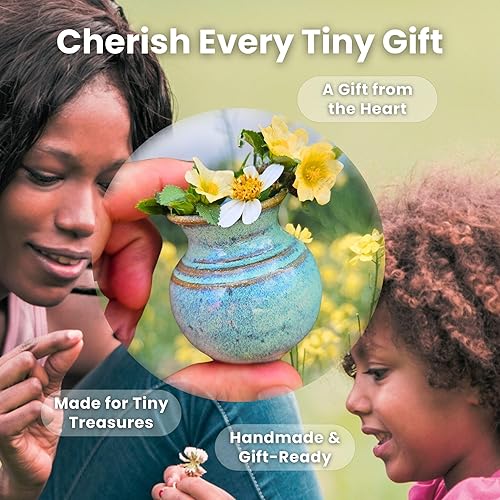 Miniatura 3 de Handmade Dandelion Flower Pot for New Mommy to Be - Miniature Pottery Vase for Baby Shower Favor Presents Green