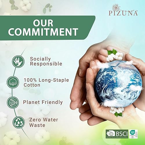 Miniatura 5 de Pizuna Linens Juego de sábanas de 1000 hilos, 100% algodón de grapa larga, sábanas de satén tejidas, elegante dobladillo de 4, bolsillo de hasta 16