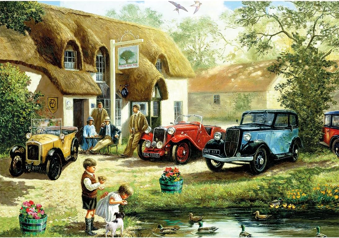 Gibsons Feeding the Ducks 500 Piece Jigsaw Puzzle Beautiful Colourful Countryside Nostalgic Traditional Sustainable Jigsaw Puzzle for Adults Teens Premium 100% Recycled Board Great Gift Gibsons Games