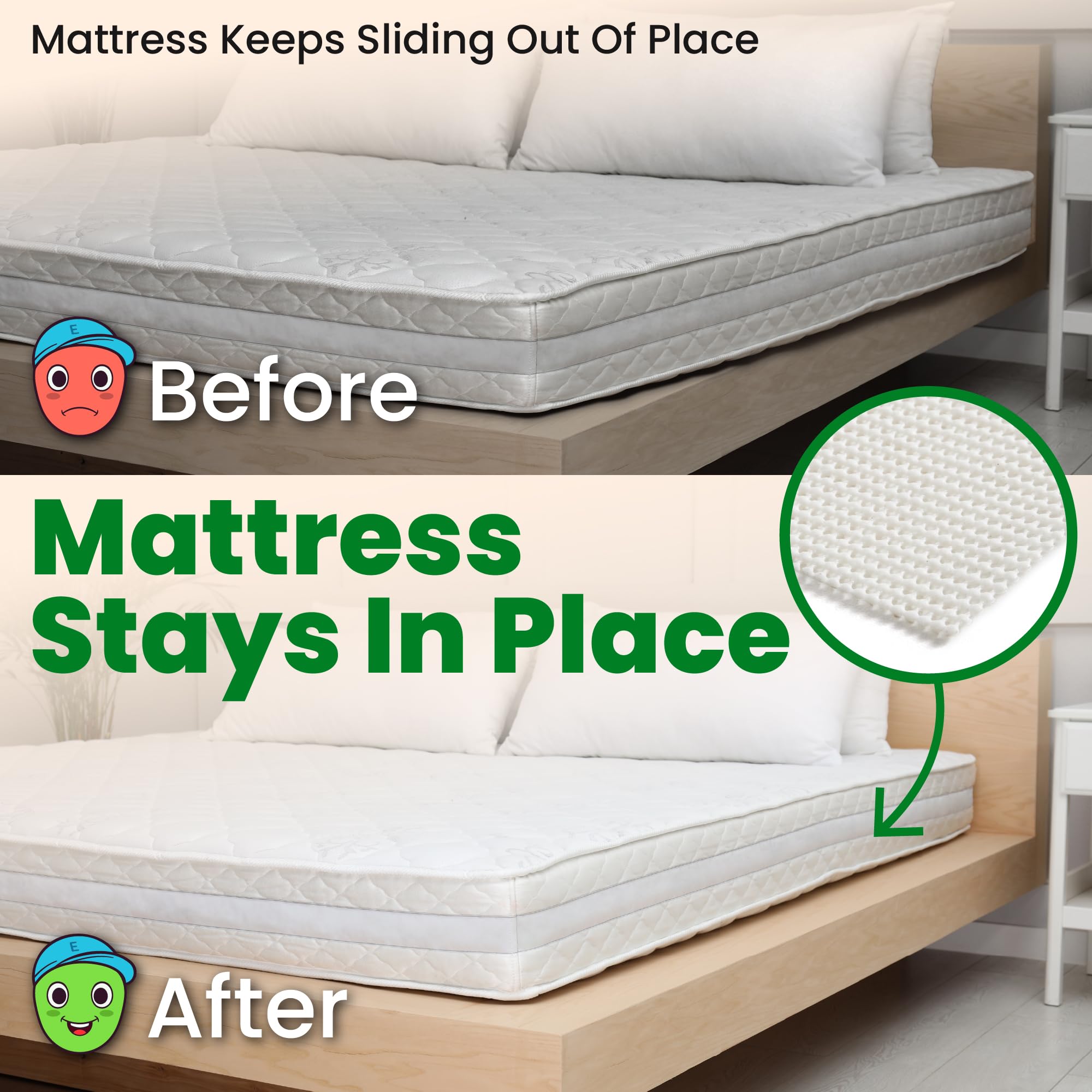 ECOHomes Non Slip Mattress Gripper Pad Stop Mattress, Keep Topper from Sliding - Anti Slip Grip Pads Holder Stop Couch Cushion, Sofa Cushions, Patio & Furniture to Prevent Sliding (Twin/Twin XL)