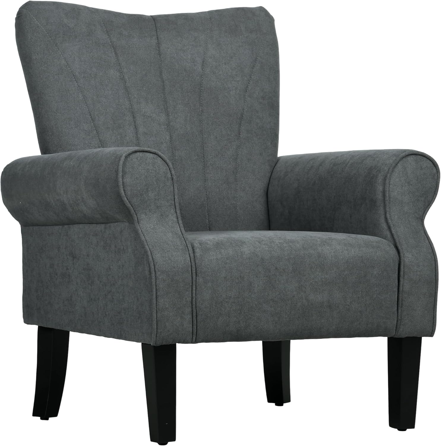 Armchair, Upholstered Modern Accent Chair with High Back, Rolled