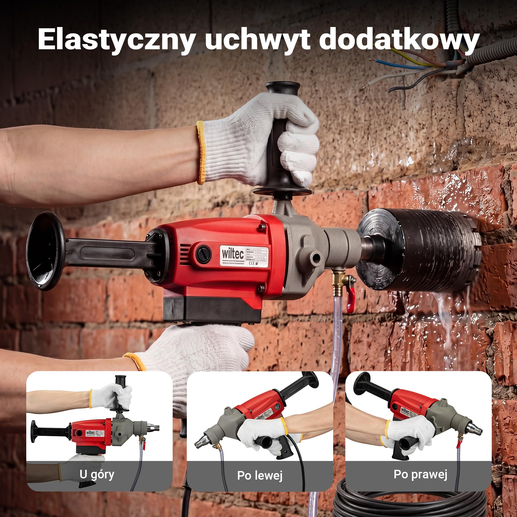 Wiltec Wiertarka rdzeniowa do 110 mm Wiertarka rdzeniowa na mokro 2080 W 1700 obr./min z walizką transportową i akcesoriami