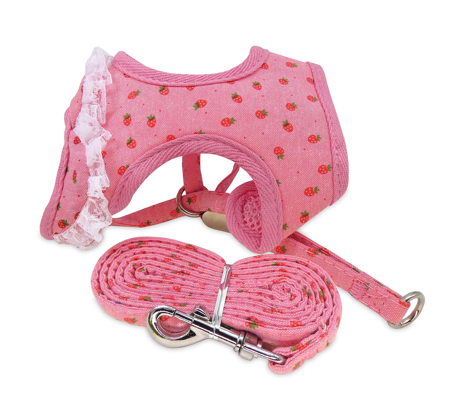 AKORD Pink Pattern Tiny Dog Harness Leash Lead Walking Chest Strap, X-Small, XS - Image 3