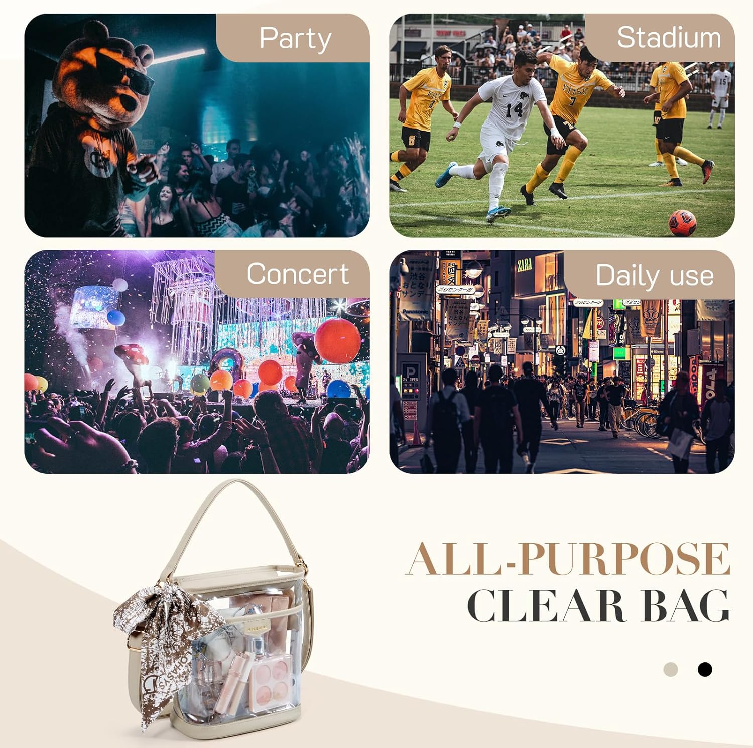 Missnine Clear Bag for Stadium Approved, Clear Crossbody Bucket Bag Transparent PVC Purse for Women, Concert Stadium Events - Image 6