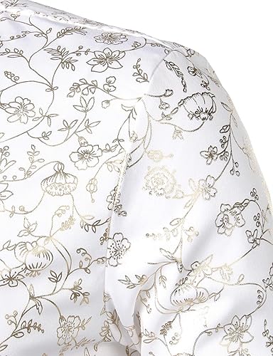 Miniatura 4 de ZEROYAA Camisas de vestir de manga larga con botones y estampado floral de rosas para hombre